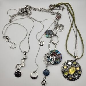 Lia Sophia Silver and Yellow Multi-Pendant Necklace Log of 4